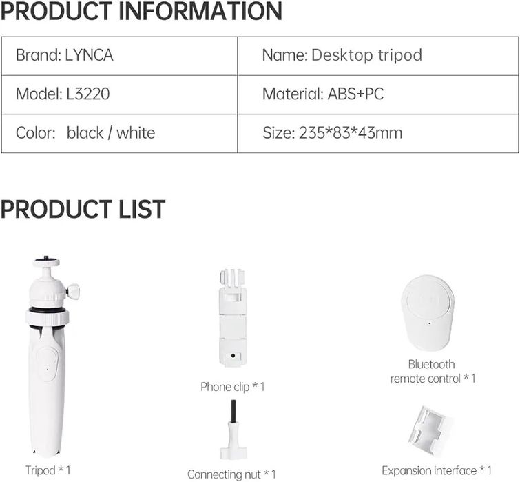 Mini statyw lynca kolor czarny czerwony z pilotem