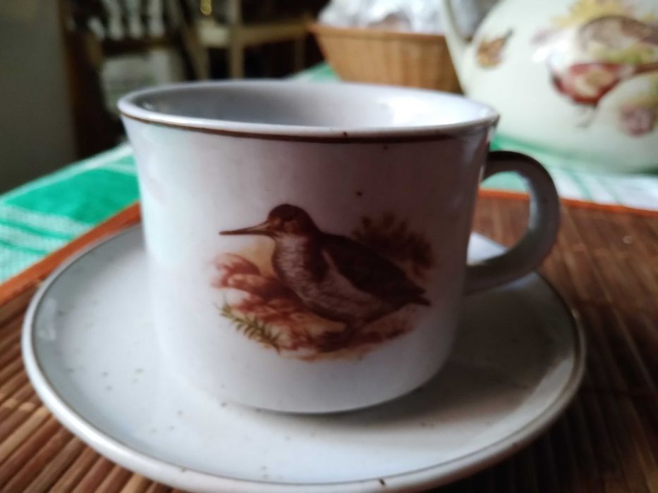 Serviços de café e chá em grés com motivos de caça