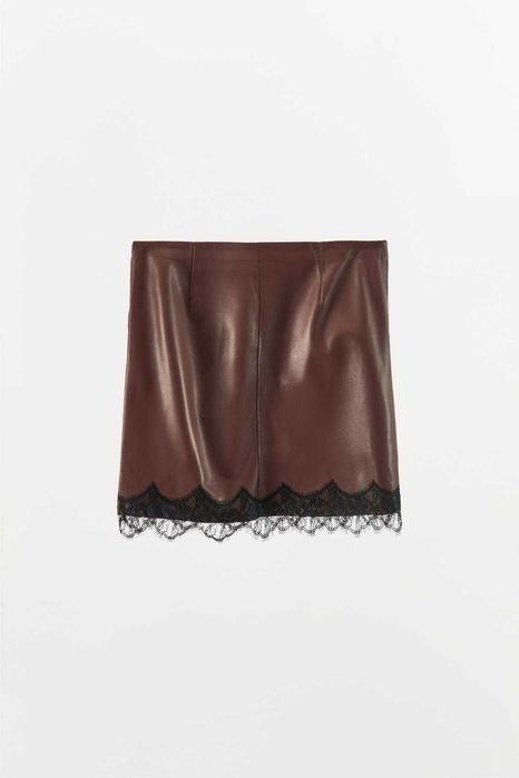ZARA кожаная юбка с кружевом - LIMITED EDITION 100 %кожа