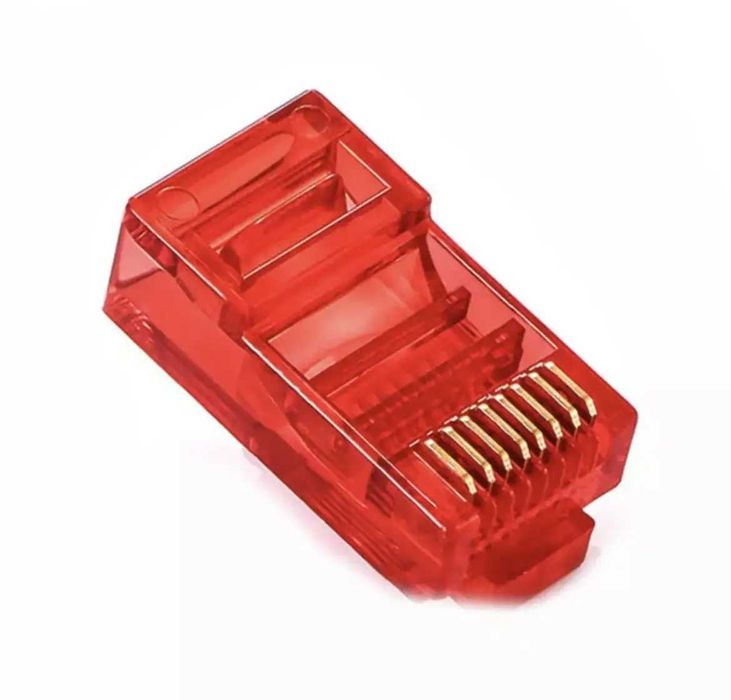 Конектор OULLX RJ45 Ethernet Cat5e 30 шт. в упаковці ЧЕРВОНИЙ колір