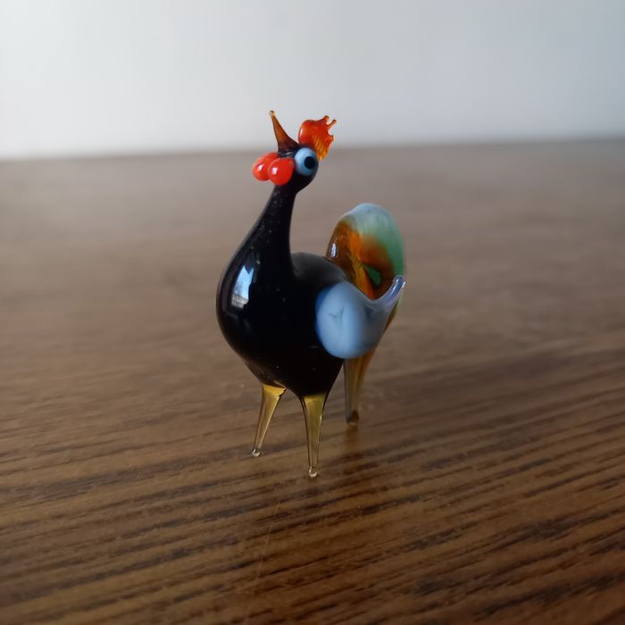 MURANO, mini figurka szklana KOGUT, praca ręczna .