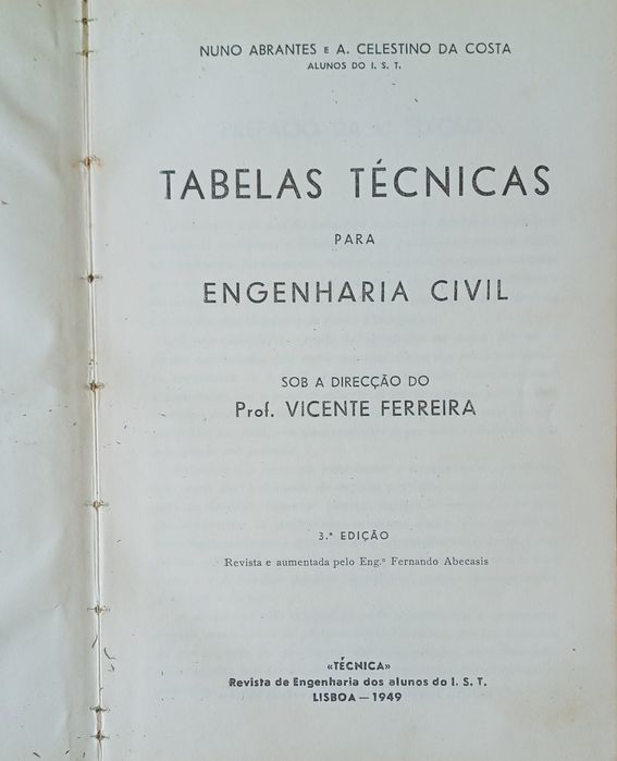 Engenharia Tabelas Técnicas Livro 1949