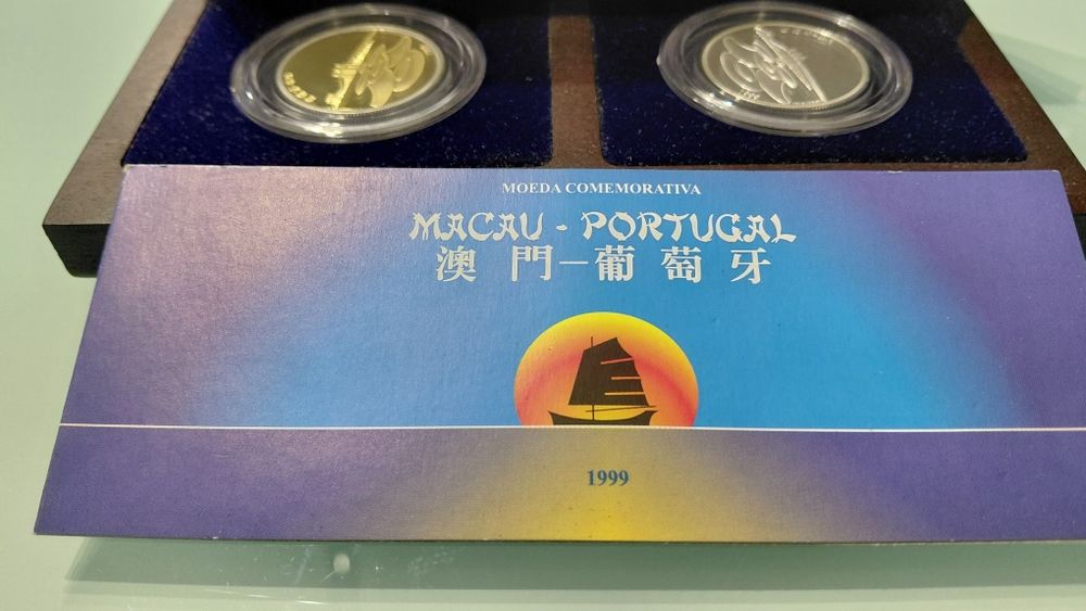 Moedas Macau  Ouro+ Prata+ Estojo