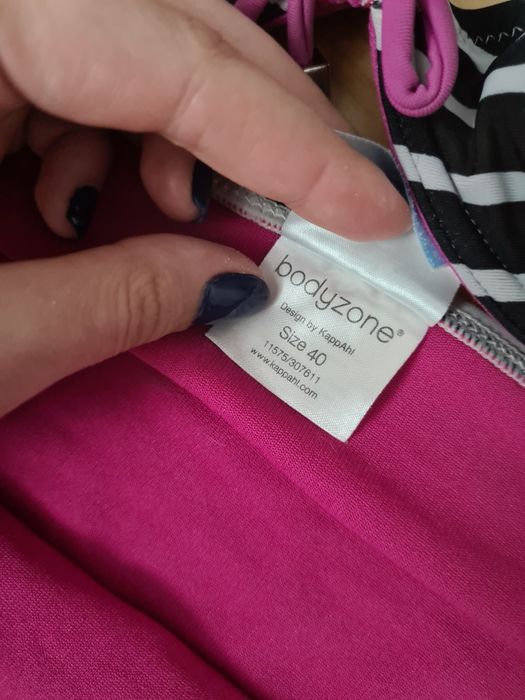Strój kąpielowy bikini dwuczesciowy różowy czarny biały w paski