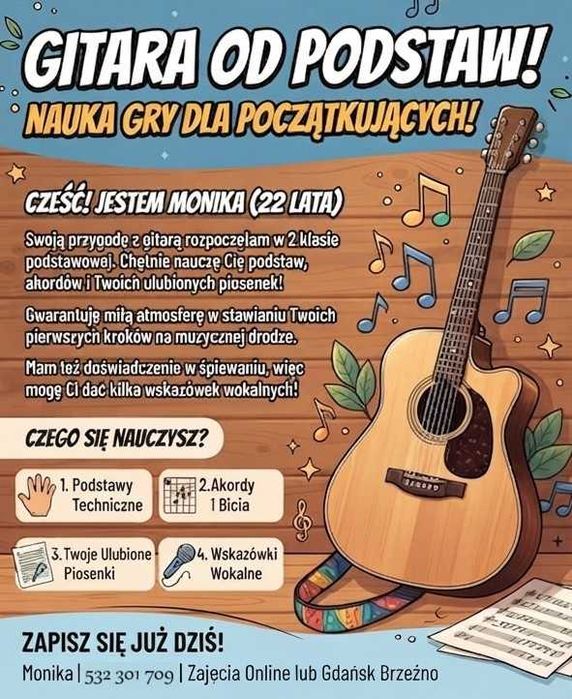 Za darmo-Pierwsza lekcja gry na gitarze