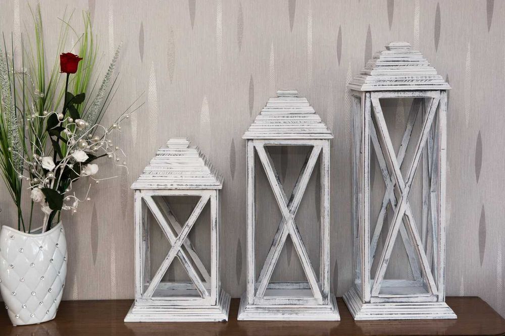 Lampiony drewniane białe wysyłka