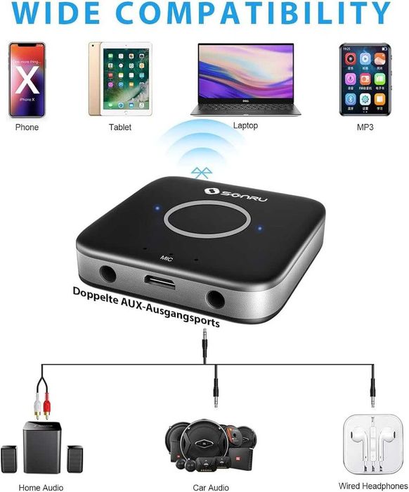 Bezprzewodowy Odbiornik Bluetooth 5.0 Adapter SR-B7 SONRU do Samochodu