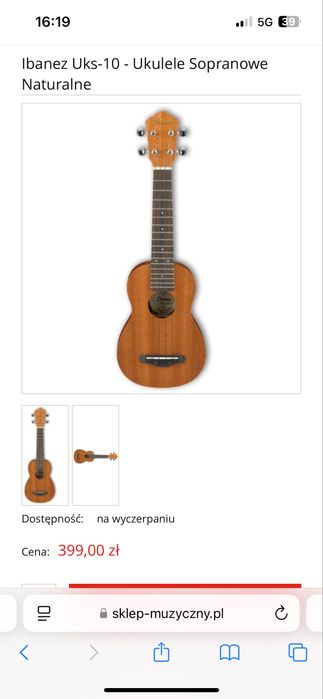 UKULELE SOPRANOWE Ibanez UKS10 + pokrowiec