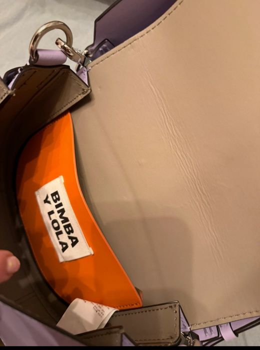 Bimba y Lola skórzana torebka Liliowa Minimalistyczna Cudna!