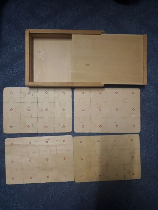 Пазлы Тачки набор  4 по 12 штук дерево