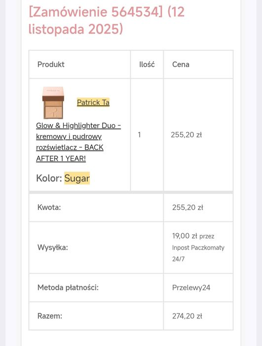 Patrick ta rozświetlacz sugar  za 319 zł