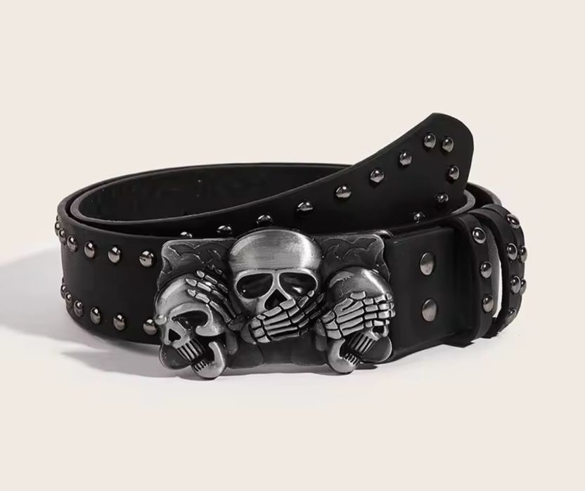Ремінь гранж вінтаж готика y2k opium sk8 свага з черепами