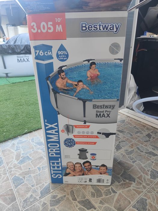 Piscina bestway 3m e vários acessórios