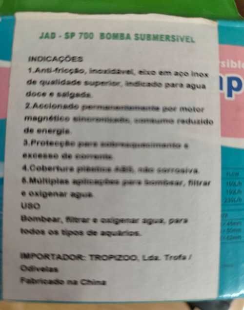 bomba submersível para aquário ou fonte
