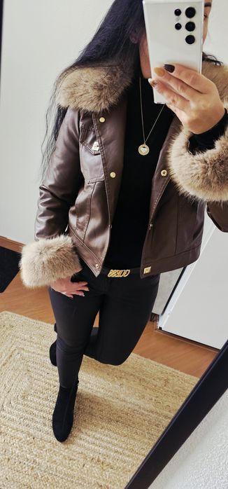 Kurtka ramoneska ocieplana z odpinanym futerkiem