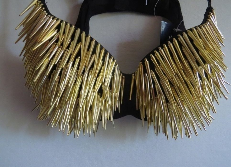 stanik z dżetami usztywniany złoty clubwear S