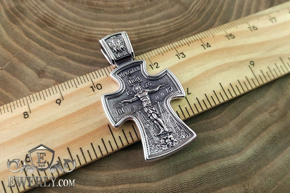 Серебряный нательный крестик с Николаем Чудотворцем. Срібний хрест