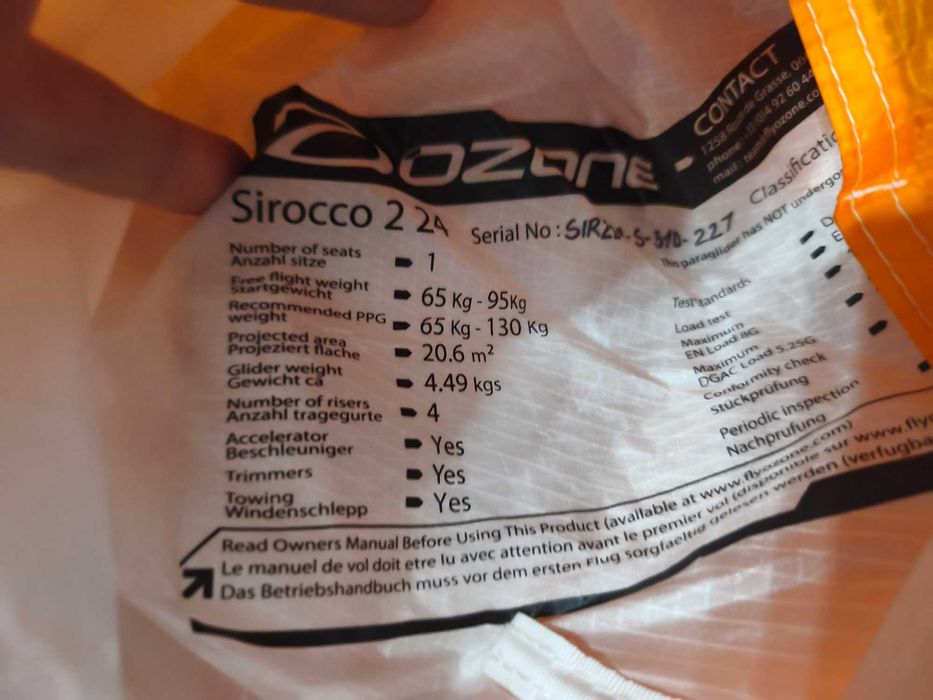 Ozone Sirocco 2 ppg skrzydlo