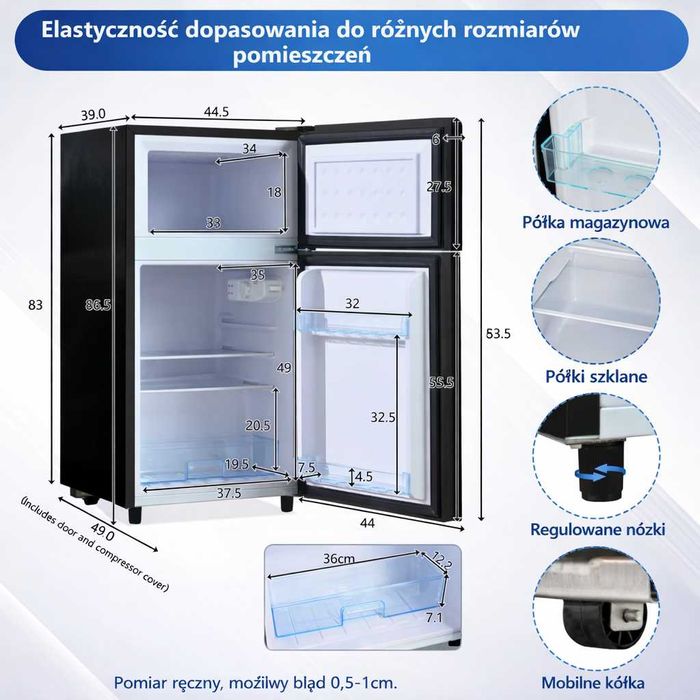 Mini lodówka 72L z zamrażarką