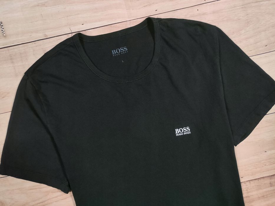 BOSS Koszulka Męska T-Shirt Czarna Logowana r. L (M)