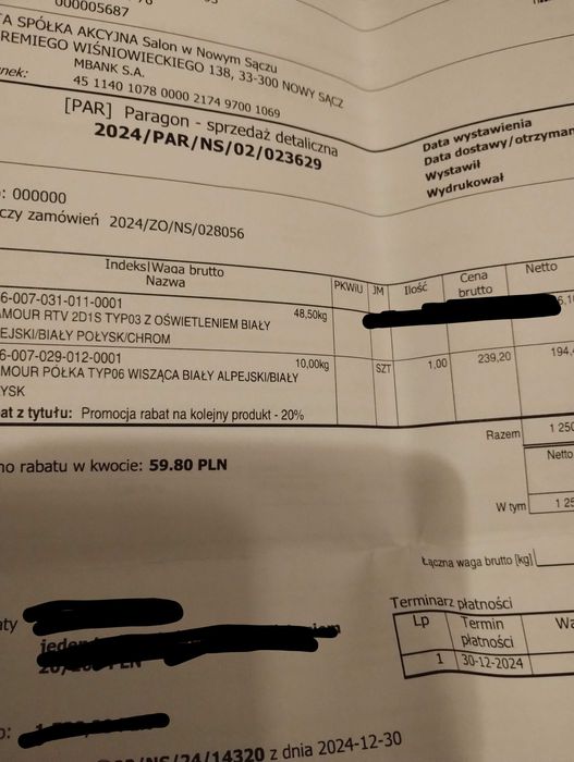 Półka wisząca biała z połyskiem