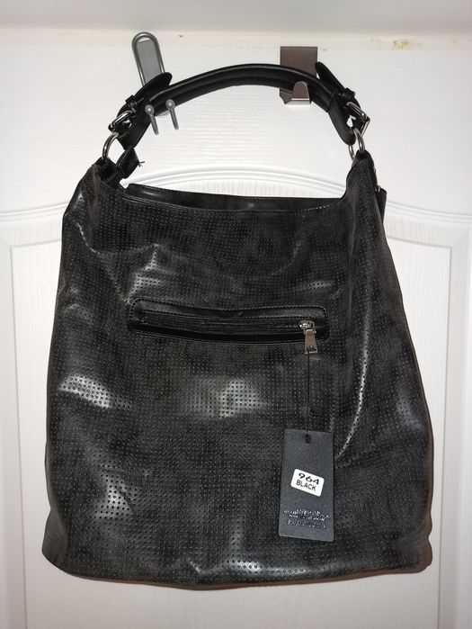 Duża grafitowa torebka z dodatkowym paskiem NOWA