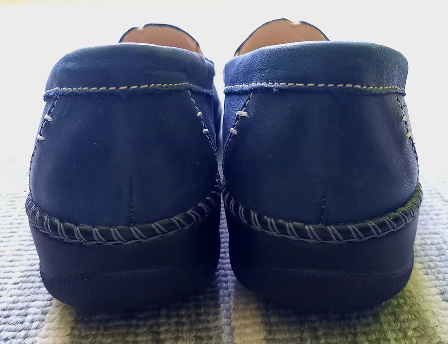 Mokasyny damskie ze skóry naturalnej - Helios Komfort 665, granatowe