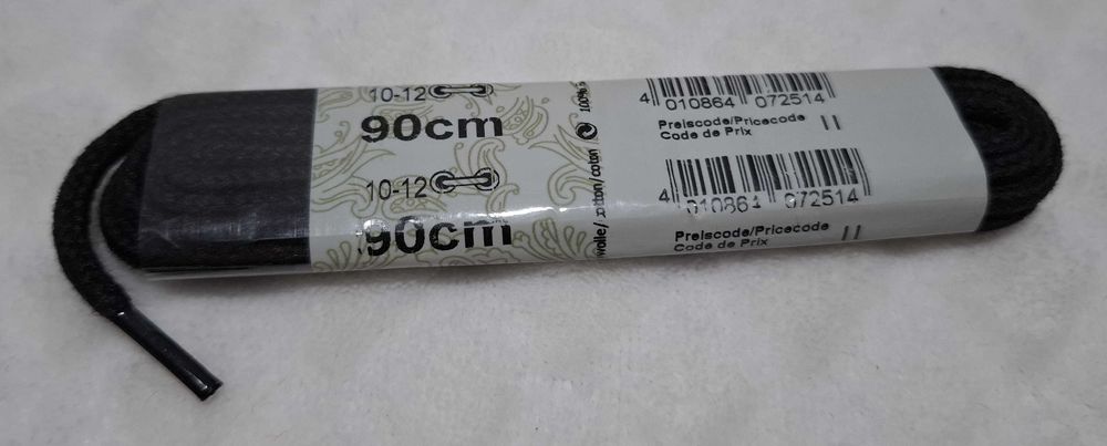 Sznurówki 90cm, okrągłe 4mm, 10-12, bawełna, czarne