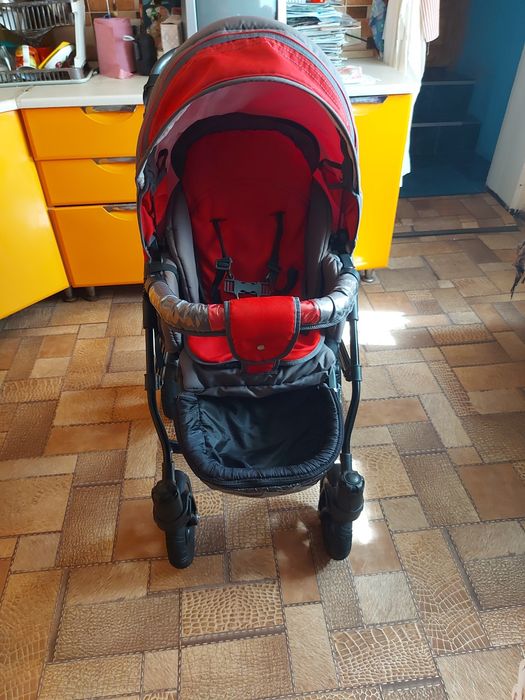 Дитяча коляска 2 в 1 Angelina Discovery червоно- сіра