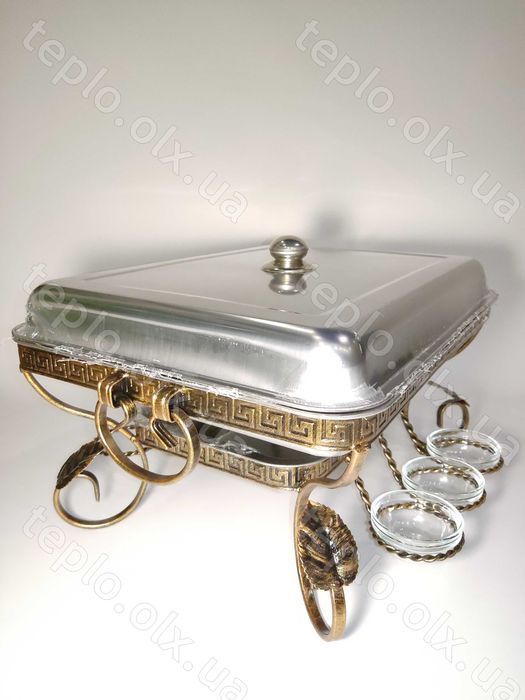 Садж ФАРАОН прямокутний 45*35 см для шашлику, 6 соусниць + щипці