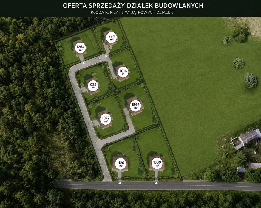 Działki budowlane Kłoda k. Piły | 935-1546 m² | 90 zł/m²