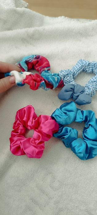Conjunto de 4 Scrunchies de Chiffon Neon Vintage - Elásticos cabelo