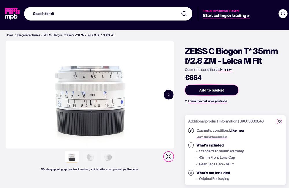 Zeiss C Biogon 35mm f2.8 ZM (sistema Leica M)