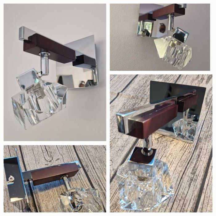 Kinkiet Lampa Drewno Stal Chromowana G9 Light Prestige