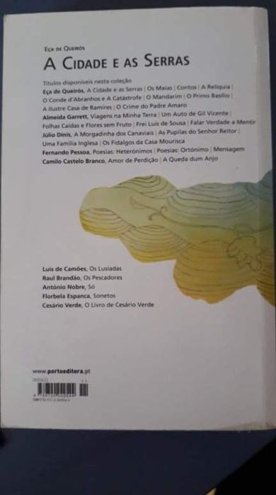 Livro " A Cidade e as Serras"  de Eça de Queiroz