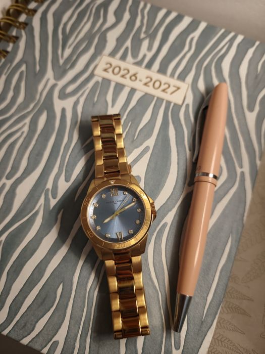 Zegarek Pierre Cardin złoty z błękitną tarczą