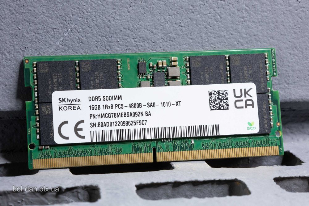 Memoria RAM SK Hynix 16GB DDR5 4800MHz SODIMM - Módulo Portátil