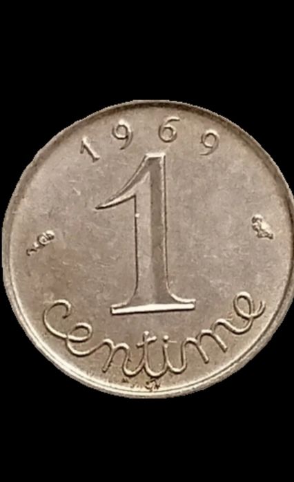 Moeda de 1 centime da república francesa do ano 1969.