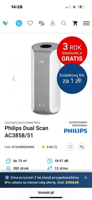 Sprzedam nowy oczyszczacz Philips AC3858/51