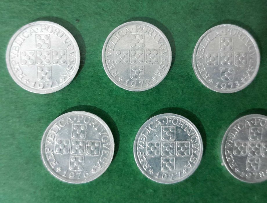 Moedas de 10 centavos 1971 a 1979 (alumínio) da República Portuguesa