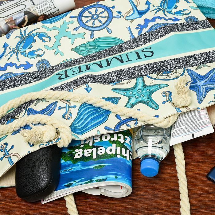 Duża torba plażowa torebka summer lekka błękitna