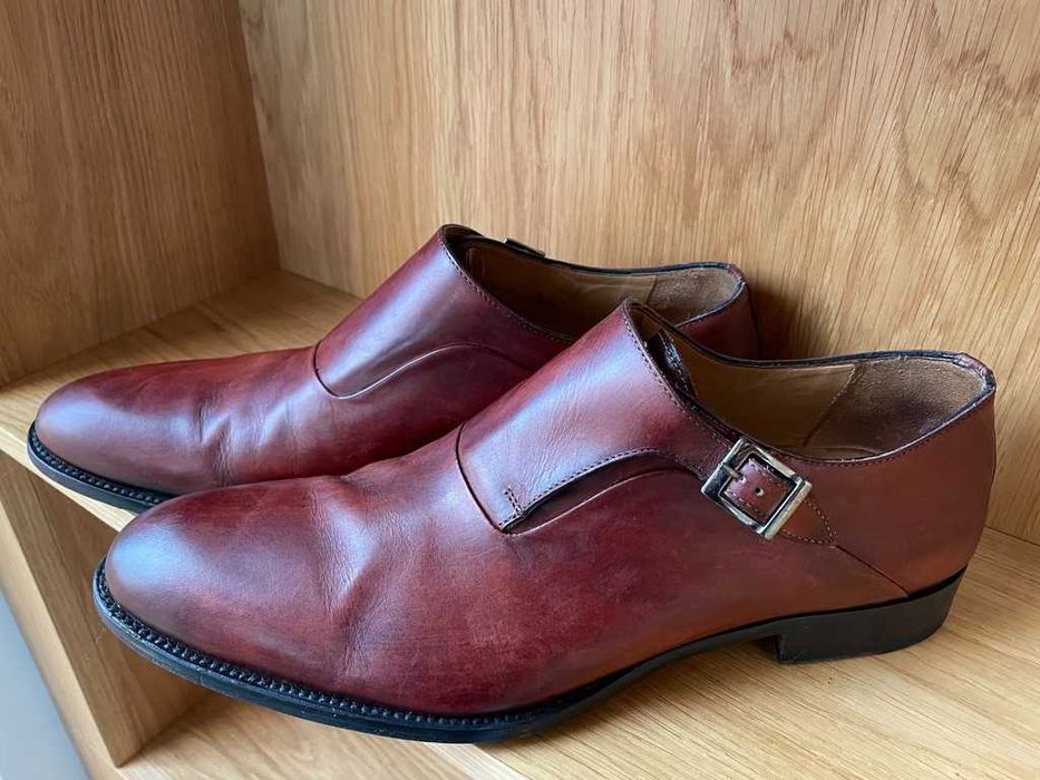 Buty męskie Monk strap Venezia — skóra, mahoń, Made in Italy, rozm. [44]
