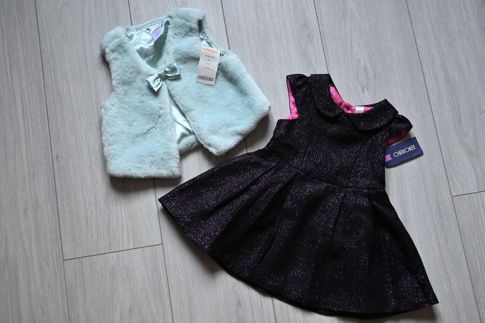 Жилетка меховая Gymboree и платье Cherokee, новое.