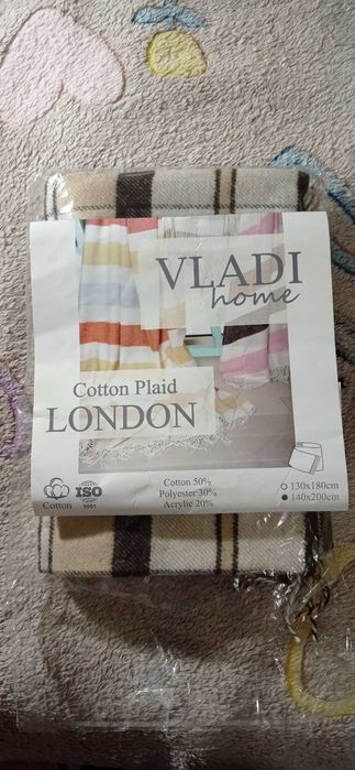 Плед клітинка беж, коричн