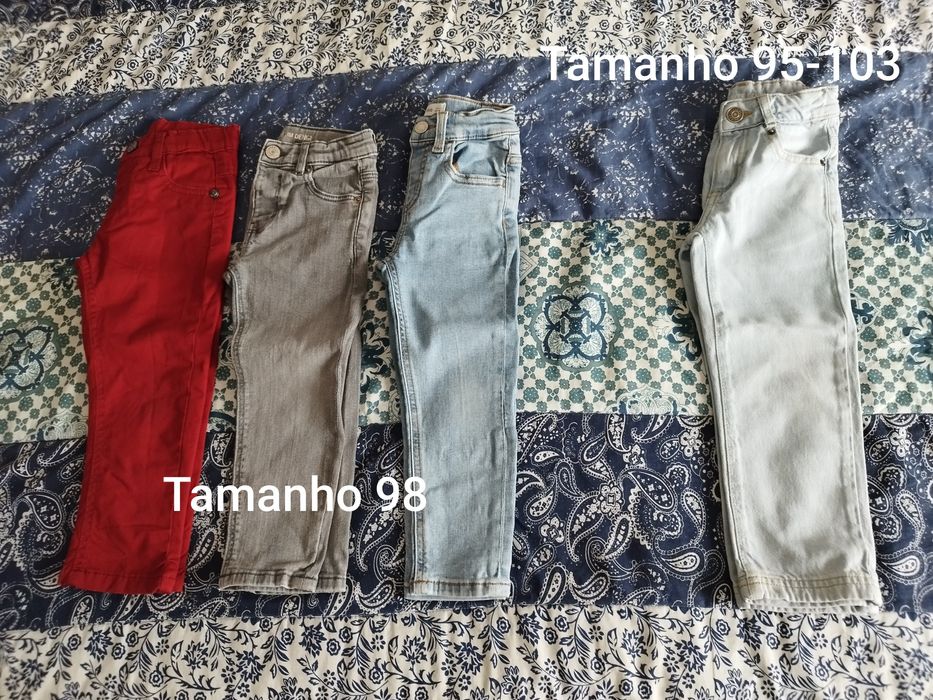 Calças de criança do tamanho 92 a 103 cm