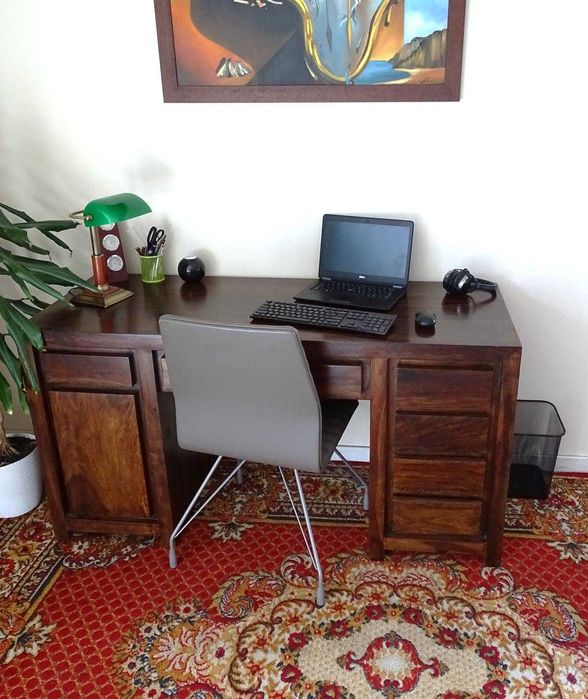 Indyjskie biurko z litego drewna palisander + krzesło – AlmiDecor