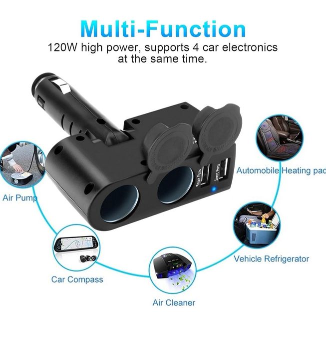 Ładowarka samochodowa USB Splitter, Eletrand 12 V/24 V