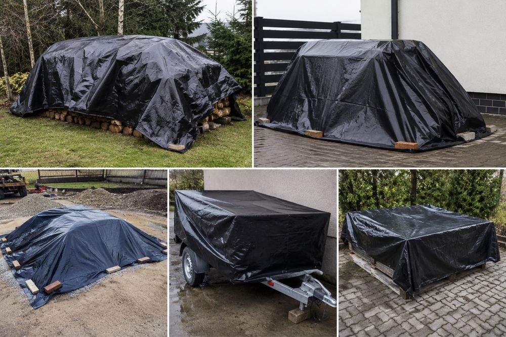 Folia gruba czarna 3 sztuki plandeka