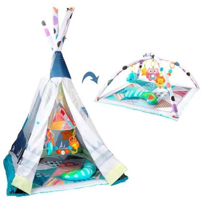 Килимок-вігвам коврик вигвам для дітей 2в1 з підвісками Синій(JL634-1D