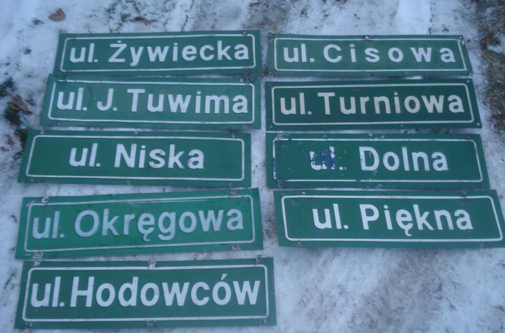 Stare tablice metalowe prl ulice szyldy